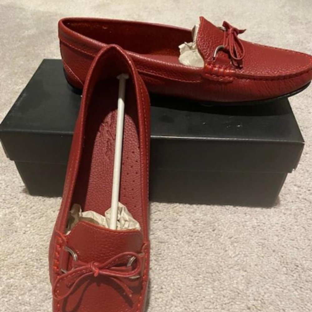 Massimo Matteo Red Leather Driving Loafers